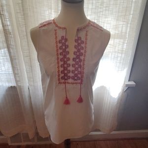 Embroidered Sleeveless J. Crew top